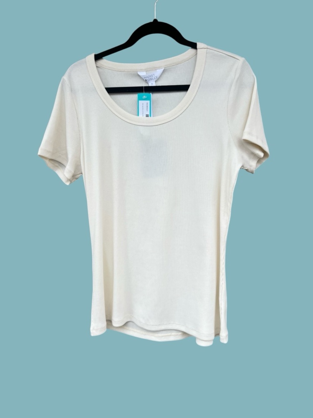 NWT Market & Spruce Classic Crew Neck Short Sleeve Top - Cream - Size 1X